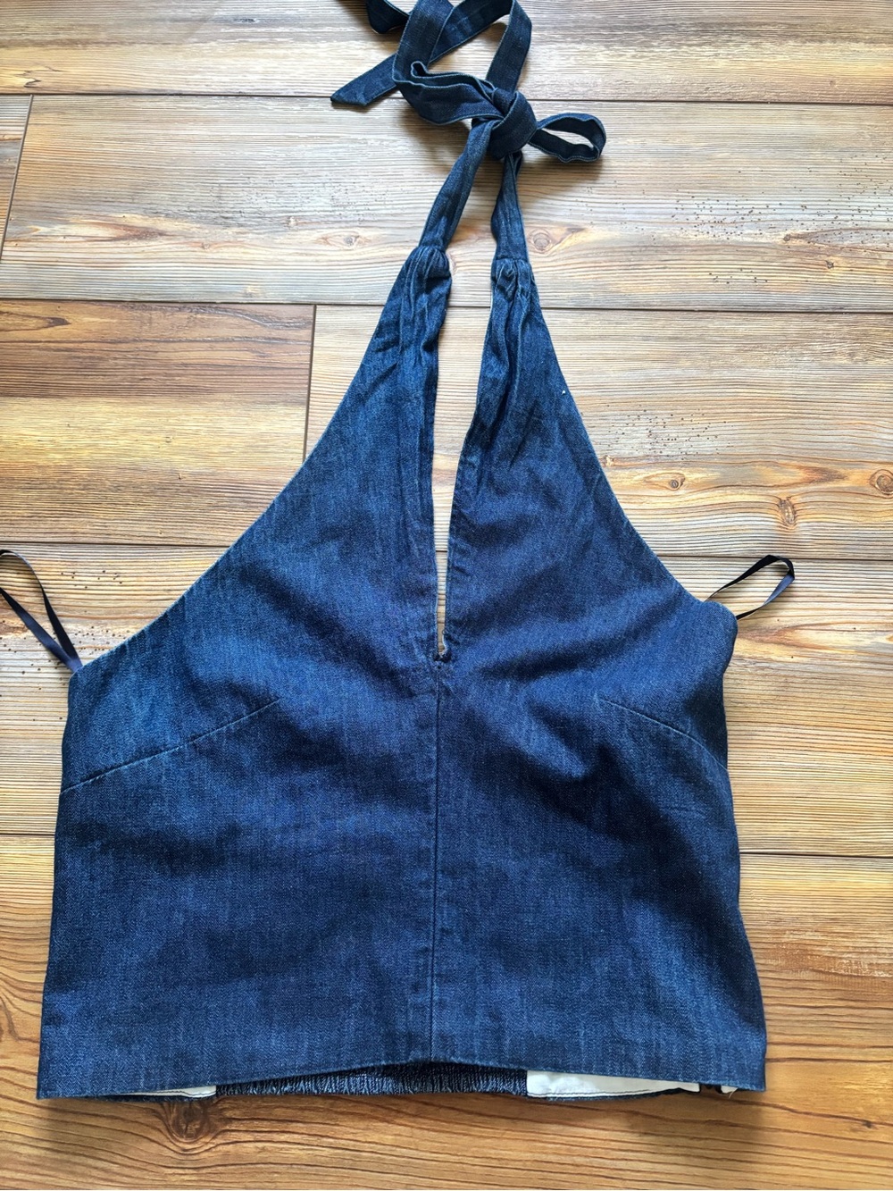 LOFT Dark Blue Denim Halter Crop Top